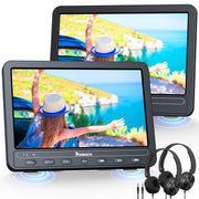 Pumpkin 2×10.5" Portable DVD Player for Car with 5-Hour Rechargeable Battery (1 Player + 1 Monitor)