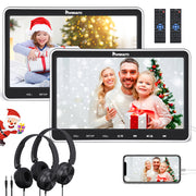 Pumpkin 10.1" Dual Screen Headrest DVD Player Ultra-thin Monitor for Kids with Wired Headphones