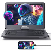 GOnavidio 17.9" Portable DVD Player with 15.6" Large Screen 5 Hours Battery, Support HDMI Input, Sync TV/Projector, USB SD Card, Last Memory, Region Free