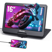 GOnavidio 17.9" Portable DVD Player with 15.6" Large Screen 5 Hours Battery, Support HDMI Input, Sync TV/Projector, USB SD Card, Last Memory, Region Free