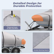 1200D Reinforced Boat Cover with Storage Bag Trailerable Marine Grade Waterproof Boat Cover Fits Bass Boat, V-Hull, Runabout, Length: 16'-18.5', Beam Width up to 94", Gray