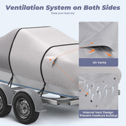 1200D Reinforced Boat Cover with Storage Bag Trailerable Marine Grade Waterproof Boat Cover Fits Bass Boat, V-Hull, Runabout, Length: 16'-18.5', Beam Width up to 94", Gray