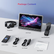 【AU Version】12" Car DVD Players with HDMI Input Headphone Mounting Bracket Dual Speaker, Car Headrest DVD Player Support Sync Screen, AV in & Out, Last Memory, Region Free