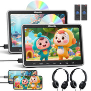 GOnavidio 10.1" Dual Car DVD Players for Kids with HDMI Input 2 Headphones Mounting Bracket, Support Same/Different DVD Playing, Last Memory, Region Free, USB SD Card (2 Headrest DVD Players)