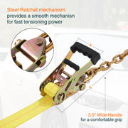 Trekassy 6 × Tie Down Straps Tire straps and 4 Solid Ratchet Straps with 16" Heavy Duty Chain & Snap Hooks