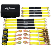 12x Axle Straps Car Hauler Trailer Auto Tie Down Ratchet Tire Tow Straps Kit