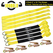 4 Axle Strap Car Wheel Ratchet Tie Down Straps Snap Hooks Heavy Duty for Trailer