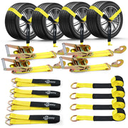 8 Pack Axle Straps Car Trailer Cargo Hauler Ratchet Tie Down Straps Snap Hooks