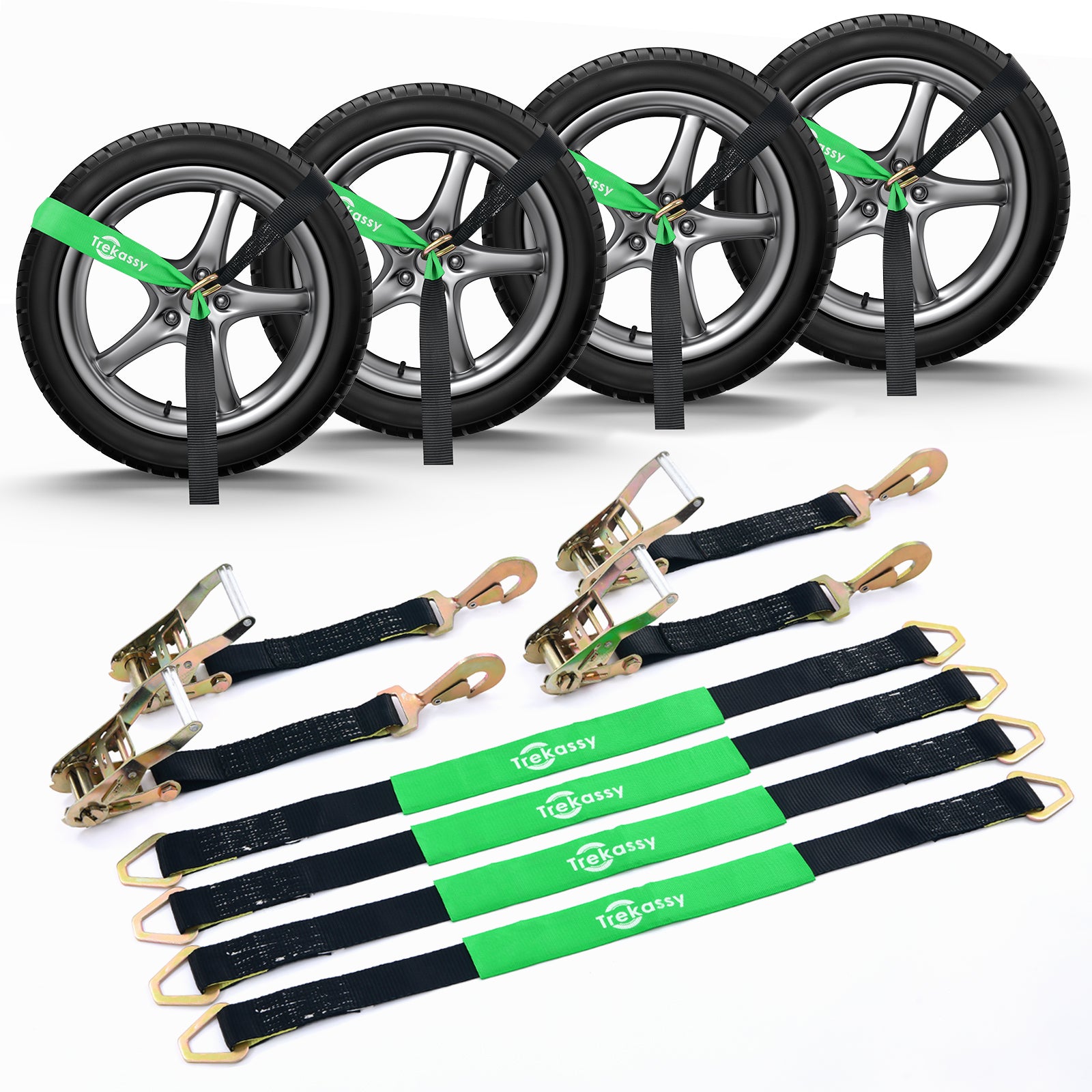 4 12' Lasso Straps Tire Wheel Tie Down Wrecker Car Hauler Tow Truck Strap 4 12' Lasso Straps Tire Wheel Tie Down Wrecker Car Hauler Tow Truck Strap