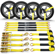 8 Pack Axle Straps Car Trailer Cargo Hauler Ratchet Tie Down Straps Snap Hooks