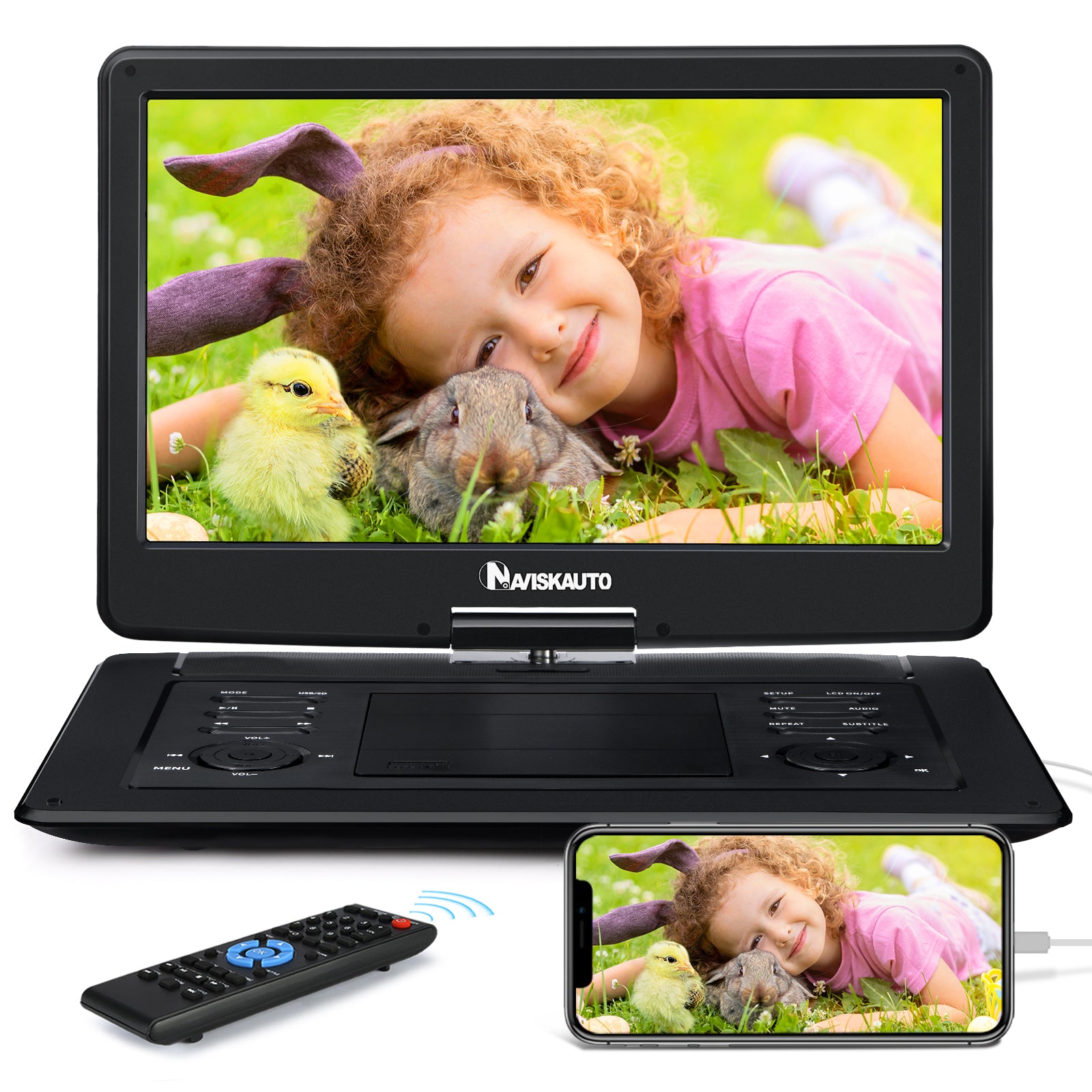 Portable DVD Player HD, Large Screen, Region Free Pumpkin