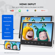GOnavidio 12" Dual IPS Screen Car Headrest Monitor DVD Player with Headphones, Headrest TV for Car with Remote Control