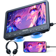 10.5 Inch DVD Player for Car with 5-Hour Rechargeable Battery, Support HDMI Input, Sync Phone/TV, 1080P Videos, USB SD, Last Memory, Region Free