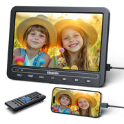 10.5 Inch DVD Player for Car with 5-Hour Rechargeable Battery, Support HDMI Input, Sync Phone/TV, 1080P Videos, USB SD, Last Memory, Region Free