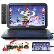 GOnavidio 17.6" Portable Blu Ray DVD Player with 15.4" Screen, HDMI Input/Output, Sync Screen, 5 Hours Playing Time, 1080P MP4 MKV Video, Surround Audio, USB SD