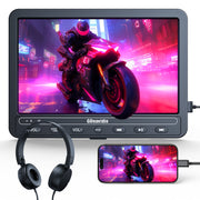 10.5 Inch DVD Player for Car with 5-Hour Rechargeable Battery, Support HDMI Input, Sync Phone/TV, 1080P Videos, USB SD, Last Memory, Region Free