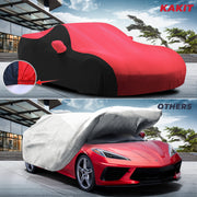 KAKIT Waterproof Car Cover for 2014-2019 C7 Stingray, Custom Fit C5 C6 C8 Cover No Faded UV Resistant for Chevy Corvette Stingray Z51 Z06 Outdoor/Indoor (Red & Black Combo)