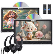 GOnavidio 10.1" Dual Screen Headrest DVD Player Ultra-thin Monitor for Kids with Wired Headphones
