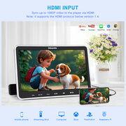GOnavidio 10.1" Dual Screen Headrest DVD Player Ultra-thin Monitor for Kids with Wired Headphones