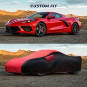 KAKIT Waterproof Car Cover for 2014-2019 C7 Stingray, Custom Fit C5 C6 C8 Cover No Faded UV Resistant for Chevy Corvette Stingray Z51 Z06 Outdoor/Indoor (Red & Black Combo)
