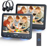 10.5" Dual Screen Portable DVD Player for Car with Built-in Rechargeable Battery, Support USB/SD Card, Last Memory
