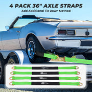 8 Pack Axle Straps Car Trailer Cargo Hauler Ratchet Tie Down Straps Snap Hooks