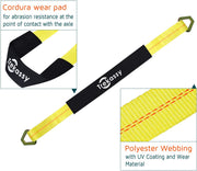 Trekassy 36"x 2" Axle Tie Down Straps with D-Ring and Protective Sleeve 10,000 Pound Capacity - 4 Pack