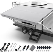 RV Awning Fabric Replacement,【Upgraded 280GSM Anti-Fading Fabric】 with Awning Tie Down Kits & 7 Hooks, Universal Outdoor Canopy for Motorhome and Trailer Awnings- 14'(Fabric 13'2"), Gray
