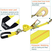 2”x 96” Car Tie Down Straps for Trailers, Heavy Duty Car Hauler Straps - 2+2 Axle Straps and 2 Ratchet Straps