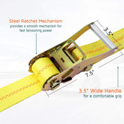 2”x 96” Car Tie Down Straps for Trailers, Heavy Duty Car Hauler Straps - 2+2 Axle Straps and 2 Ratchet Straps