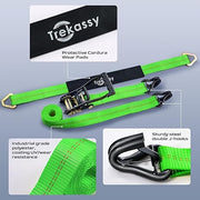 2" x 96" 10,000lbs Car Tie Down Straps for Trailers with Stake Pocket D Ring