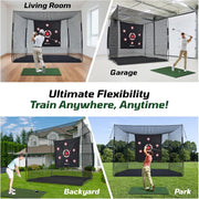 Haokelball Heavy-Duty Golf Hitting Cage 10x8x6ft Large Golf Practice Net w/Target Cloth Bag