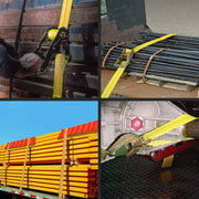 2”x 96” Car Tie Down Straps for Trailers, Heavy Duty Car Hauler Straps - 2+2 Axle Straps and 2 Ratchet Straps