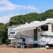 RV Awning Fabric Replacement,【Upgraded 280GSM Anti-Fading Fabric】 with Awning Tie Down Kits & 7 Hooks, Universal Outdoor Canopy for Motorhome and Trailer Awnings- 14'(Fabric 13'2"), Gray