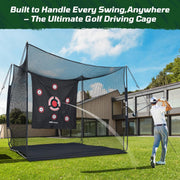 Haokelball Heavy-Duty Golf Hitting Cage 10x8x6ft Large Golf Practice Net w/Target Cloth Bag