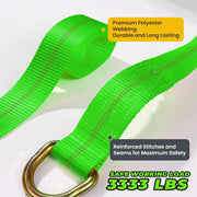 8 Pack Axle Straps Car Trailer Cargo Hauler Ratchet Tie Down Straps Snap Hooks