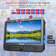 10.1'' Portable Blu Ray Players for Car with Rechargeable Battery, Dual Screen Blu Ray DVD Players Support 1080P Video, Dolby Audio, HDMI Out, Sync Screen, Last Memory, USB/SD, Play A Same Movie