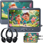 10.1" Dual Car DVD Players with HDMI Input, Headphones, Mounting Brackets, DVD Player for Car Support USB/SD Card, AV in/Out, Last Memory, Play A Same or Two Movies(2 Players)