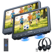 10.5" Dual Screen Portable DVD Player for Car with Built-in Rechargeable Battery, Support USB/SD Card, Last Memory