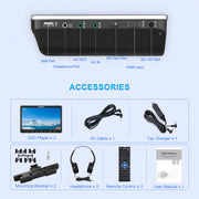 GOnavidio 10.1" Dual Screen Headrest DVD Player Ultra-thin Monitor for Kids with Wired Headphones