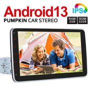 Pumpkin 10.1 Inch Adjustable IPS Touch Screen Android 13 Single Din Car Audio/Stereo (2GB+32GB)