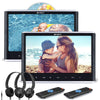 2x12 Inch 1080P Car DVD Headrest Monitors with Ultra-thin 1366*768 IPS Screen and Headphone, Support DVD/MP3/HDMI Input