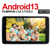 Pumpkin 10.1" Android 13 Head Unit Double Din 1280*720 IPS Touch Screen Car Stereo with Bluetooth Sat Nav (2GB+32GB)