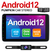 Pumpkin Auto AA0720B - 10.1 inch Android 12 Double Din Car Stereo with Rotating Screen GPS Navigation Radio Bluetooth CarPlay Android Auto (Universal type)