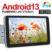 Pumpkin 10.1" Android 13 Head Unit Double Din 1280*720 IPS Touch Screen Car Stereo with Bluetooth Sat Nav (2GB+32GB)