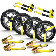 4 Pack Car Trailer Hauler Ratchet Straps Tie Down Wheel Tie Down Strap Kit