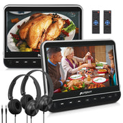 Pumpkin 10.1 Inch 1080P HD Dual Region Free Headrest DVD player with 2 Headphones, Support USB/SD/MMC HDMI Input