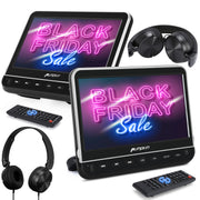 Pumpkin 10.1 Inch 1080P HD Dual Region Free Headrest DVD player with 2 Headphones, Support USB/SD/MMC HDMI Input