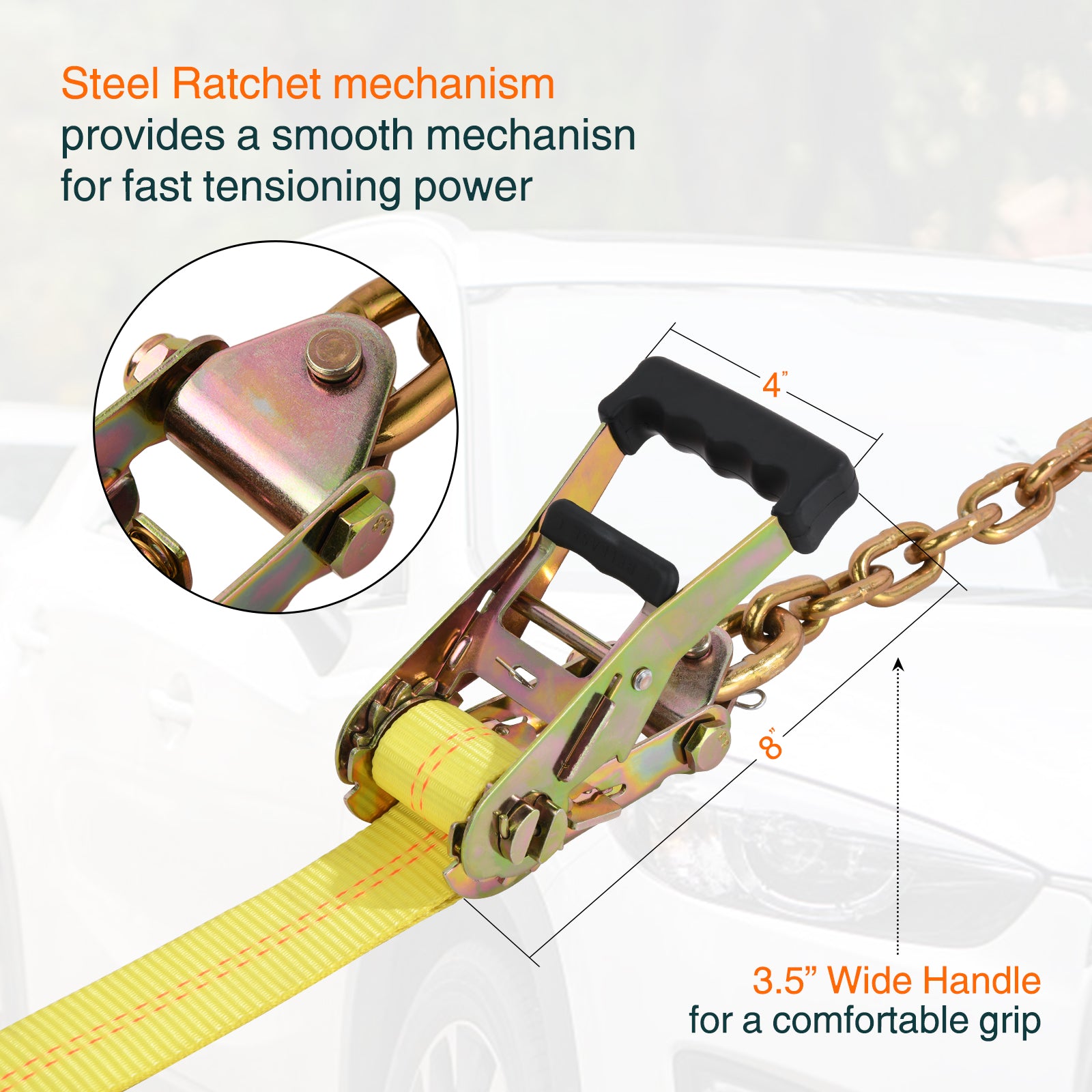 Trekassy 6 × Tie Down Straps Tire Straps with 4 Solid Ratchet Straps