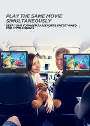 【BigSale】Pumpkin VN1251B - 12” Dual Screen Portable DVD Player for Car with Clamshell Design and Built-in Rechargeable Lithium Battery